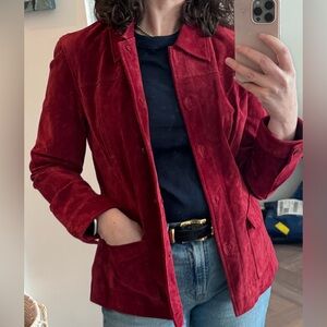 Burgundy Real Suede Jacket and Tank Set